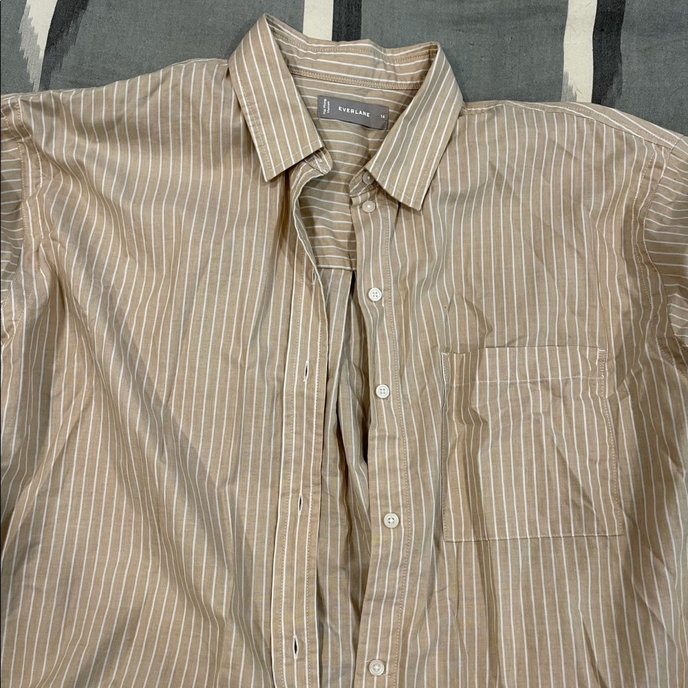 Everlane silky cotton oversized shirt Khaki Stripe